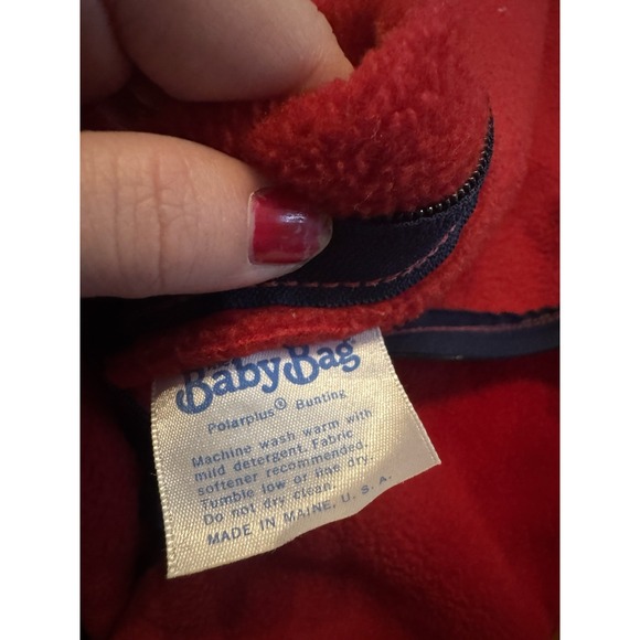 Vintage LL Bean Baby Bag Red Sleeping Sack Newborn Size Polar Plus zip USA Made - Picture 9 of 11